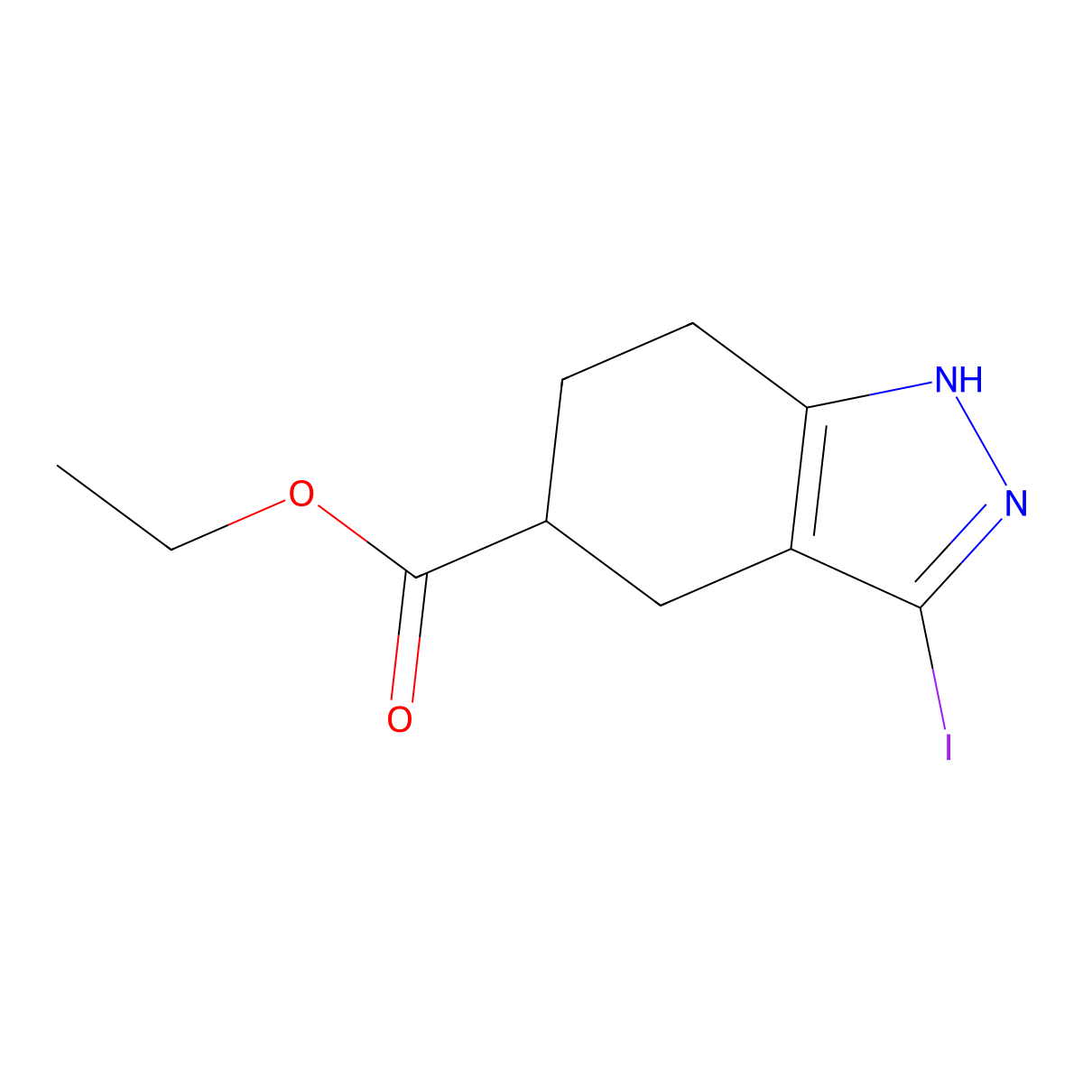 Ethyl 3-iodo-4,5,6,7-tetrahydro-1H-indazole-5-carboxylate molecular structure, CAS 1341035-91-3