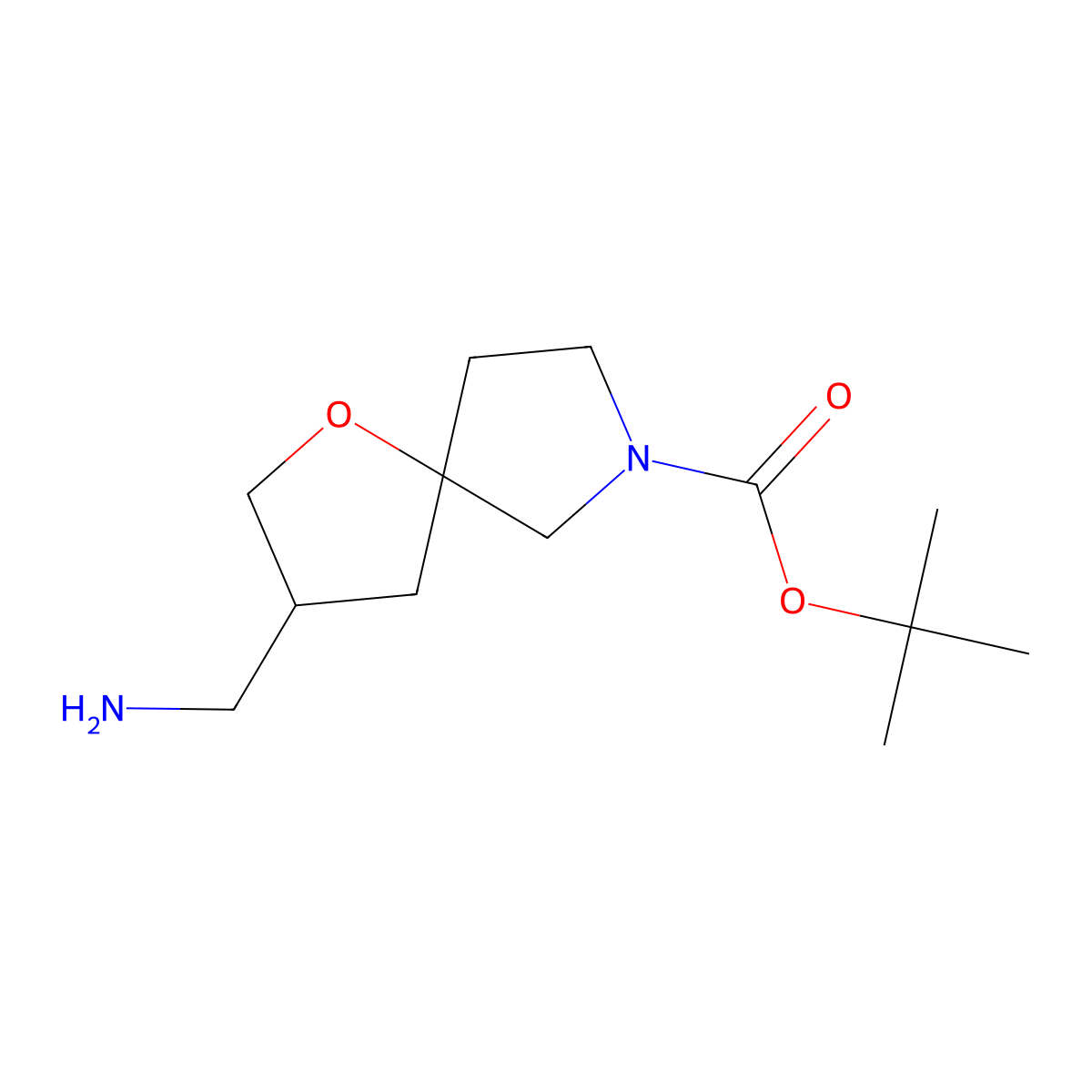 tert-Butyl 3-(aminomethyl)-1-oxa-7-azaspiro[4.4]nonane-7-carboxylate molecular structure, CAS 1341035-92-4