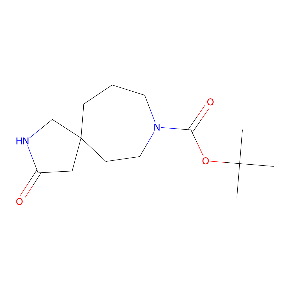 Tert-butyl 3-oxo-2,8-diazaspiro[4.6]undecane-8-carboxylate molecular structure, CAS 1341036-25-6