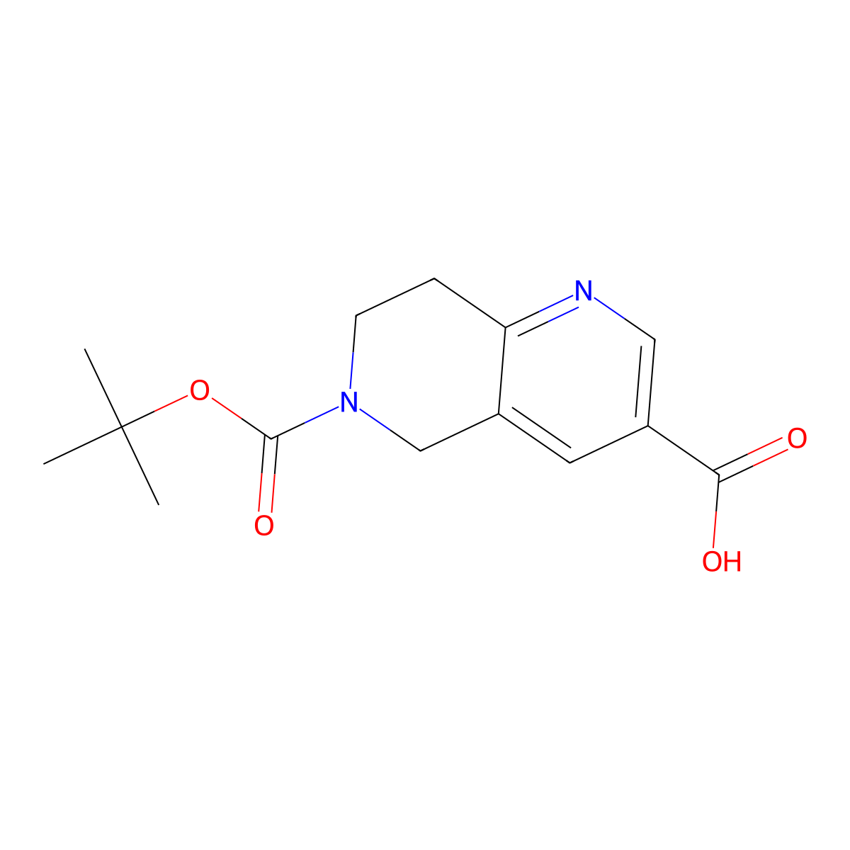 6-(Tert-butoxycarbonyl)-5,6,7,8-tetrahydro-1,6-naphthyridine-3-carboxylic acid molecular structure, CAS 1341036-28-9