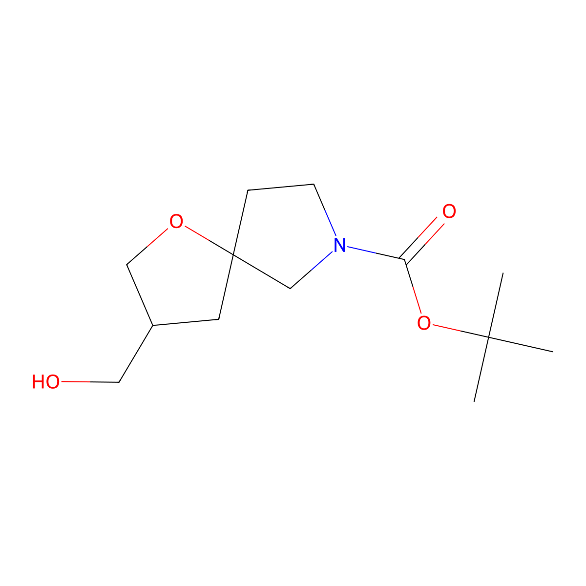 tert-Butyl 3-(hydroxymethyl)-1-oxa-7-azaspiro[4.4]nonane-7-carboxylate molecular structure, CAS 1341036-69-8