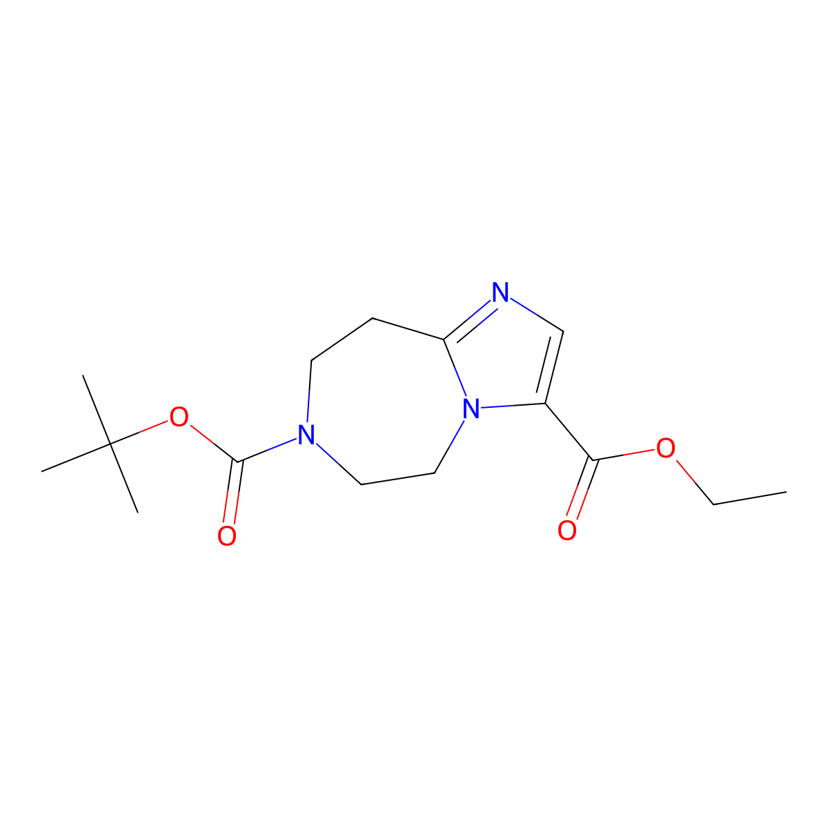 7-tert-Butyl 3-ethyl 8,9-dihydro-5H-imidazo[1,2-d][1,4]diazepine-3,7(6H)-dicarboxylate molecular structure, CAS 1341037-28-2
