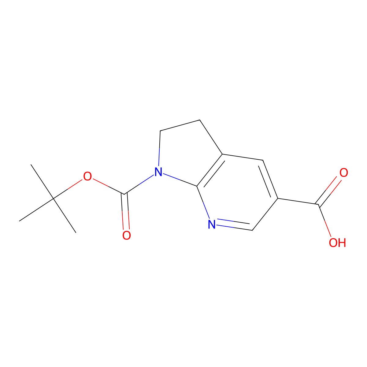 1-[(tert-Butoxy)carbonyl]-1H,2H,3H-pyrrolo[2,3-b]pyridine-5-carboxylic acid molecular structure, CAS 1341037-48-6