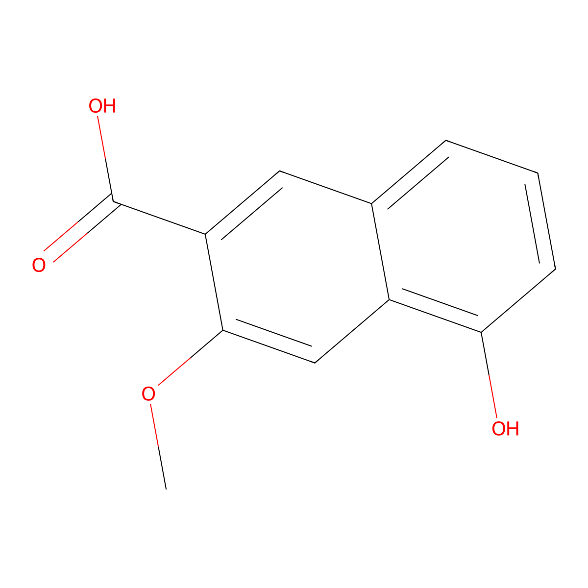 5-Hydroxy-3-methoxy-naphthalene-2-carboxylic acid molecular structure, CAS 1341038-04-7