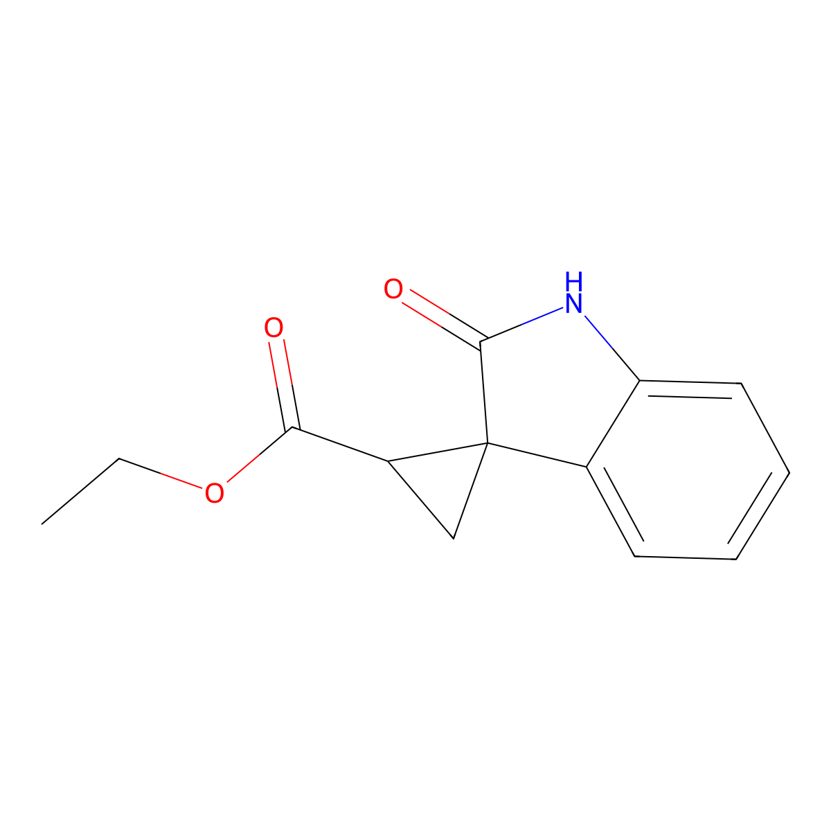 Racemic-(1R,2S)-Ethyl 2-Oxospiro[Cyclopropane-1,3-Indoline]-2-Carboxylate molecular structure, CAS 1341038-75-2