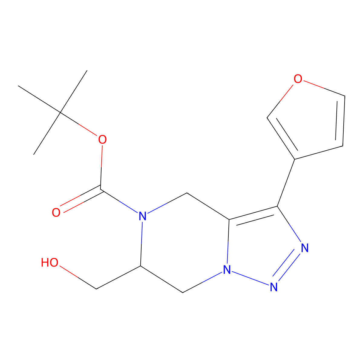 tert-Butyl 3-(furan-3-yl)-6-(hydroxymethyl)-6,7-dihydro-[1,2,3]triazolo[1,5-a]pyrazine-5(4H)-carboxylate molecular structure, CAS 1341038-89-8