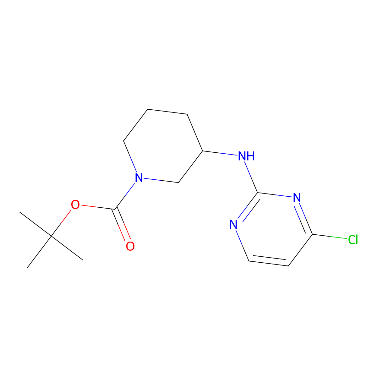 tert-Butyl 3-((4-chloropyrimidin-2-yl)amino)piperidine-1-carboxylate molecular structure, CAS 1341039-12-0