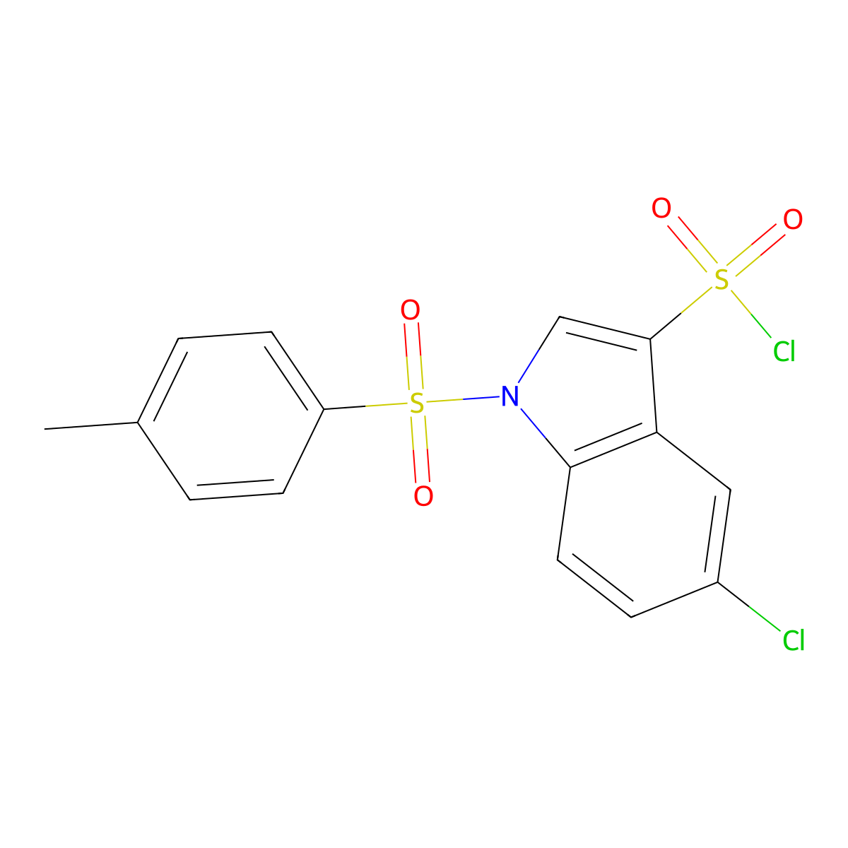 5-Chloro-1-(4-methylbenzenesulfonyl)-1H-indole-3-sulfonyl chloride molecular structure, CAS 1341039-18-6