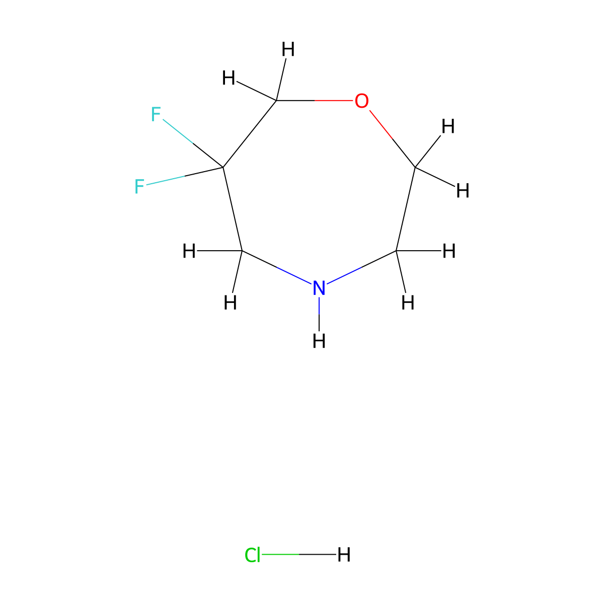 6,6-Difluoro-1,4-oxazepane hydrochloride molecular structure, CAS 1341039-23-3