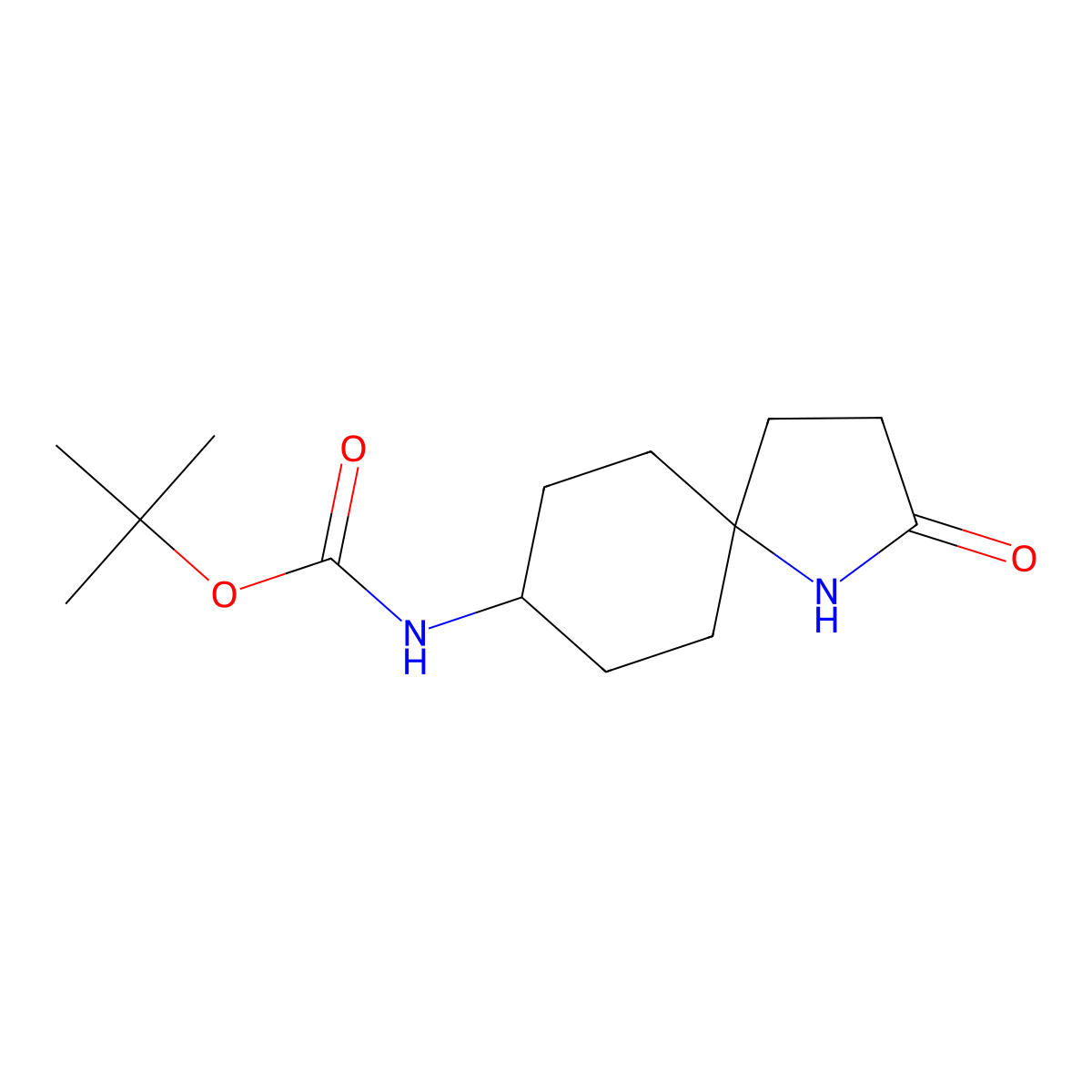Tert-butyl ((5r,8r)-2-oxo-1-azaspiro[4.5]decan-8-yl)carbamate molecular structure, CAS 1341039-49-3
