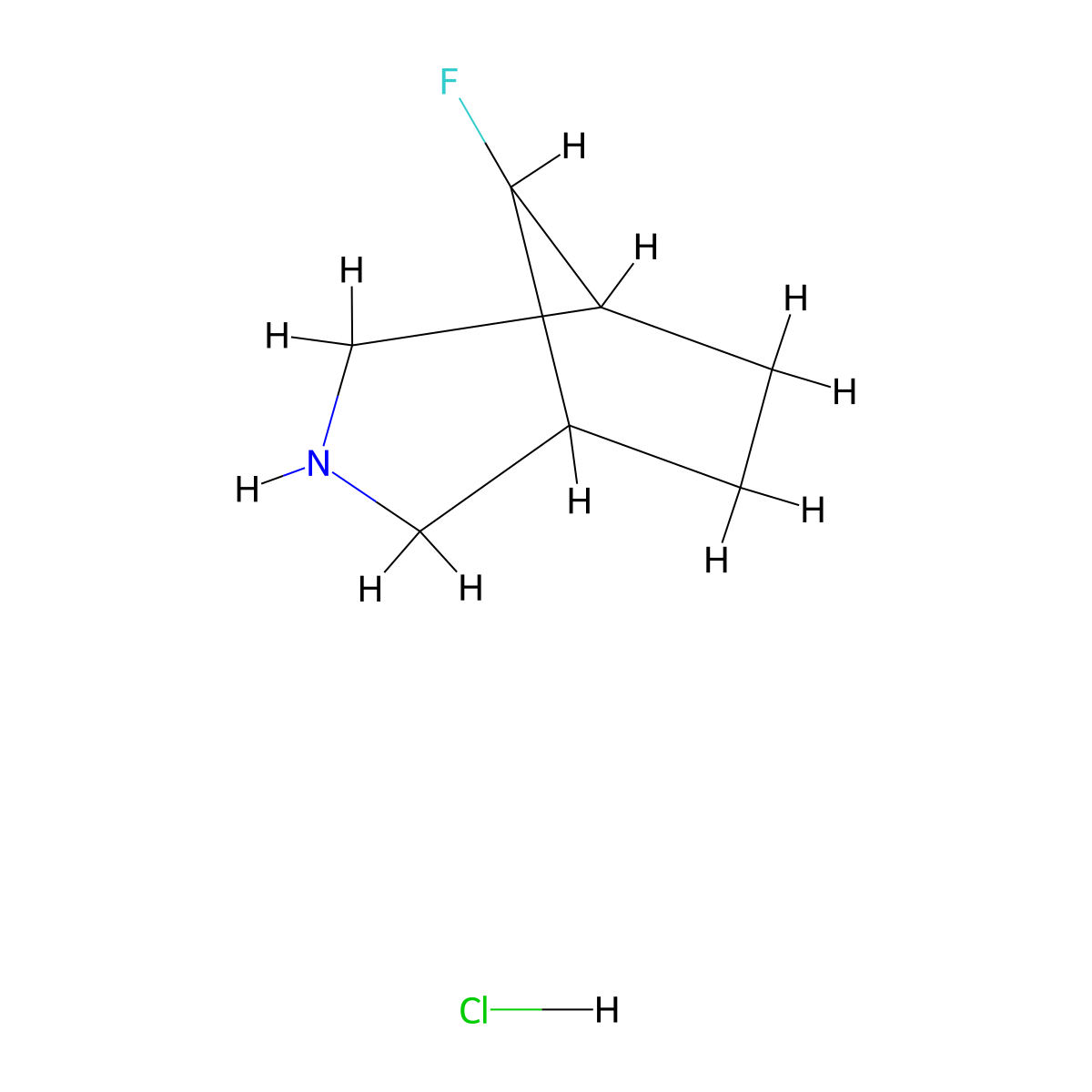 8-Fluoro-3-azabicyclo[3.2.1]octane hydrochloride molecular structure, CAS 1341039-59-5