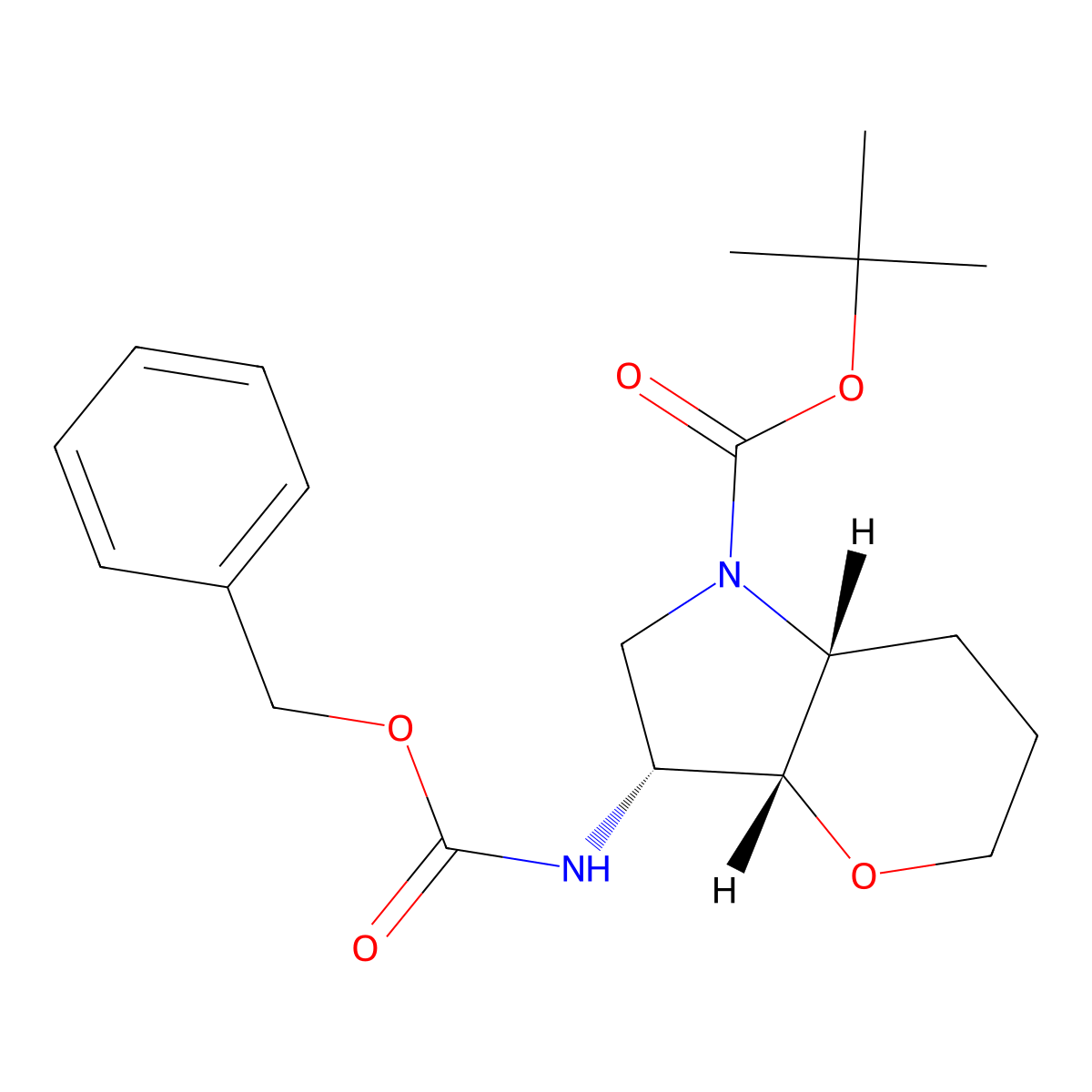 Racemic-(3R,3aR,7aR)-tert-butyl 3-(((benzyloxy)carbonyl)amino)hexahydropyrano[3,2-b]pyrrole-1(2H)-carboxylate molecular structure, CAS 1341039-68-6