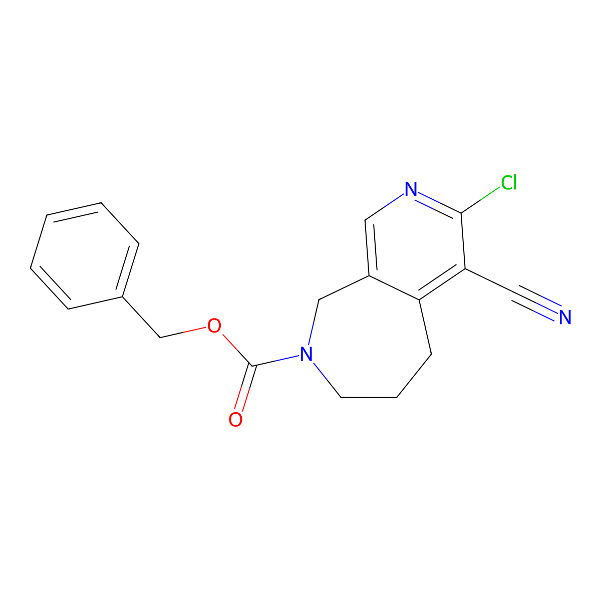 Benzyl 3-chloro-4-cyano-6,7-dihydro-5H-pyrido[3,4-c]azepine-8(9H)-carboxylate molecular structure, CAS 1341039-99-3