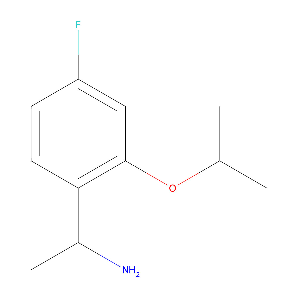 1-[4-Fluoro-2-(propan-2-yloxy)phenyl]ethan-1-amine molecular structure, CAS 1341040-93-4
