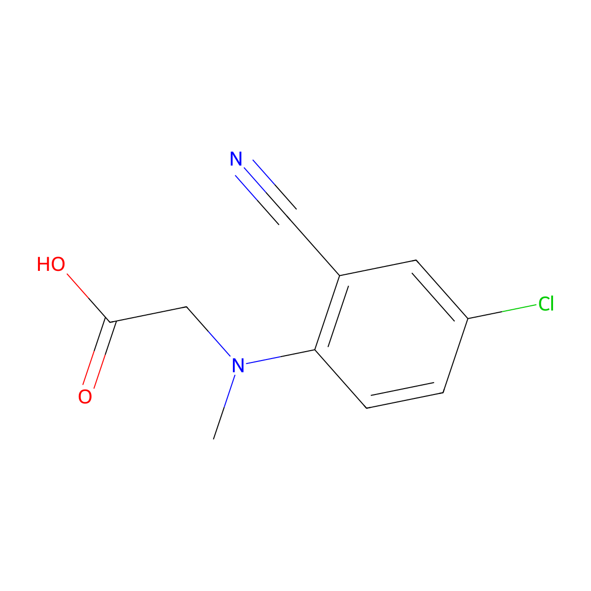 2-[(4-Chloro-2-cyanophenyl)(methyl)amino]acetic acid molecular structure, CAS 1341043-18-2