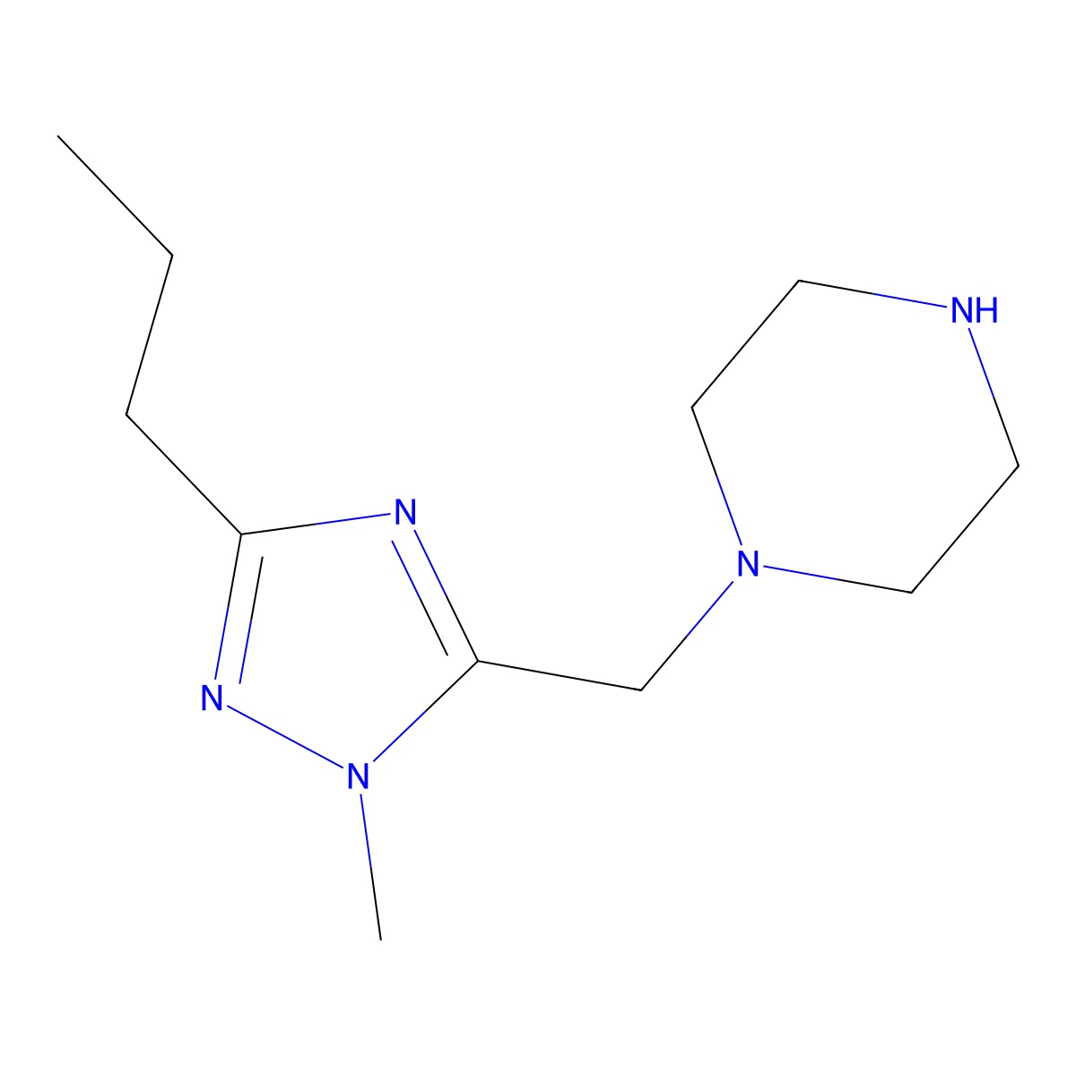 1-((1-Methyl-3-propyl-1h-1,2,4-triazol-5-yl)methyl)piperazine molecular structure, CAS 1341044-41-4