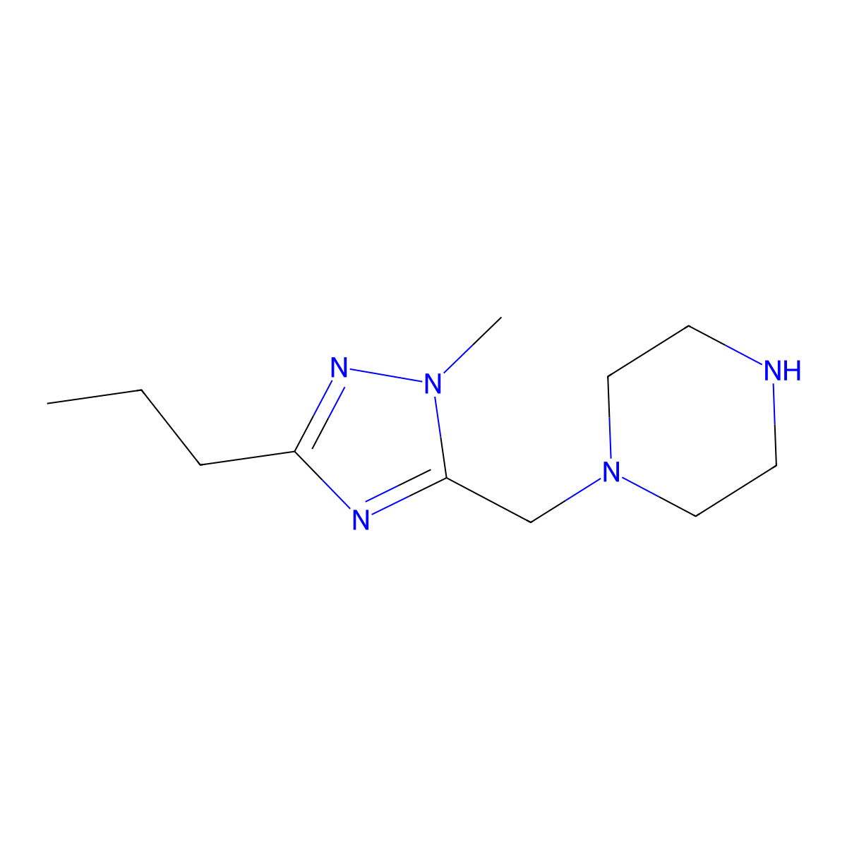 1-((1-Methyl-3-propyl-1h-1,2,4-triazol-5-yl)methyl)piperazine molecular structure, CAS 1341044-41-4