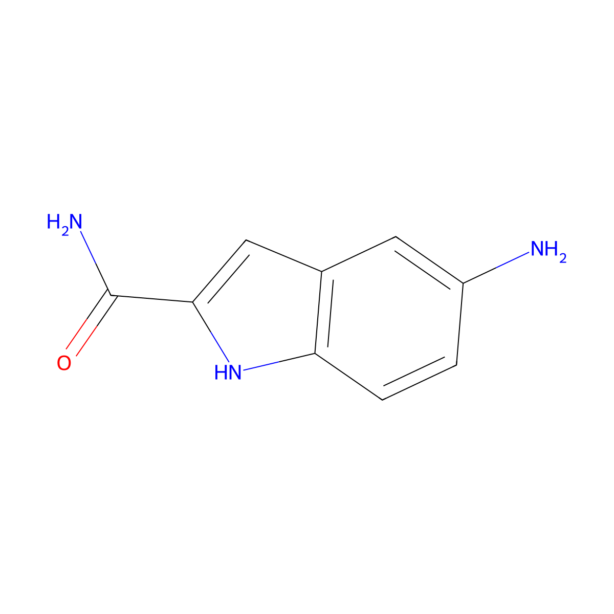 5-amino-1H-indole-2-carboxamide molecular structure, CAS 1341044-72-1