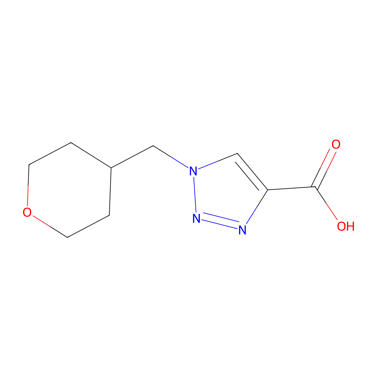 1-[(oxan-4-yl)methyl]-1H-1,2,3-triazole-4-carboxylic acid molecular structure, CAS 1341045-34-8