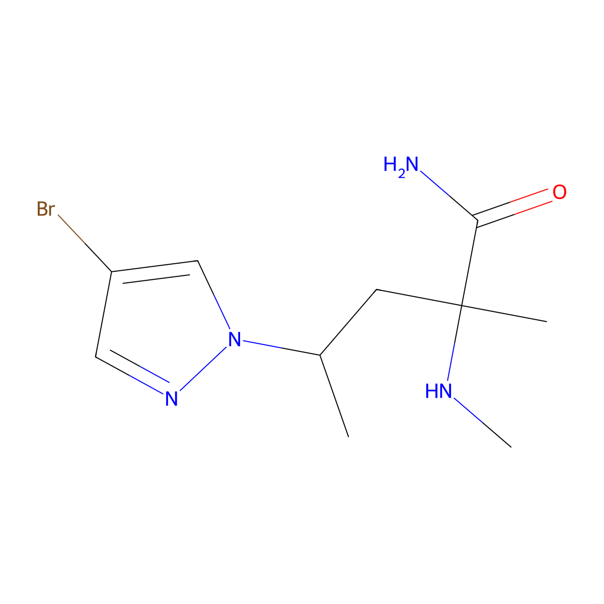 4-(4-Bromo-1h-pyrazol-1-yl)-2-methyl-2-(methylamino)pentanamide molecular structure, CAS 1341047-30-0