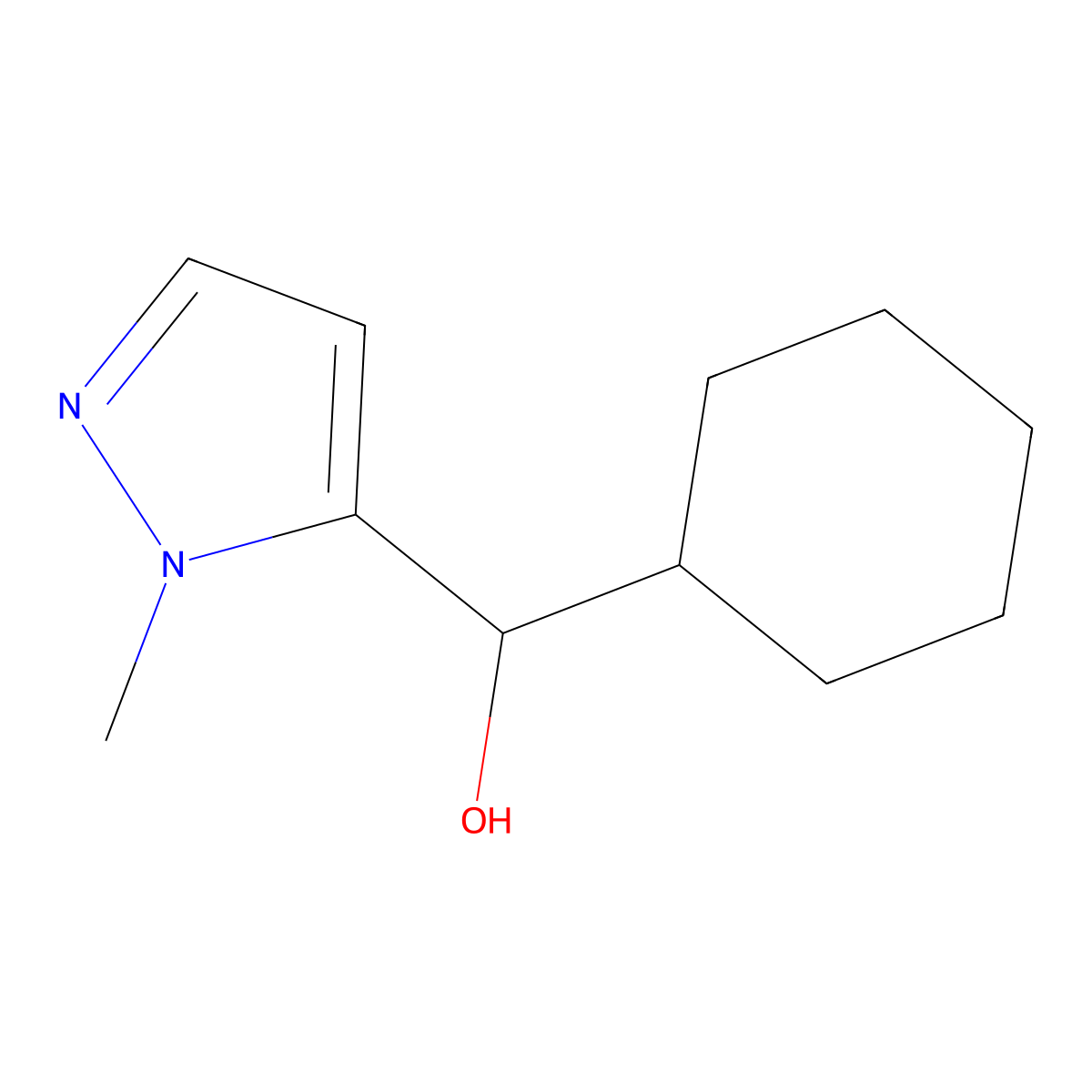 Cyclohexyl(1-methyl-1H-pyraZol-5-yl)methanol molecular structure, CAS 1341048-45-0