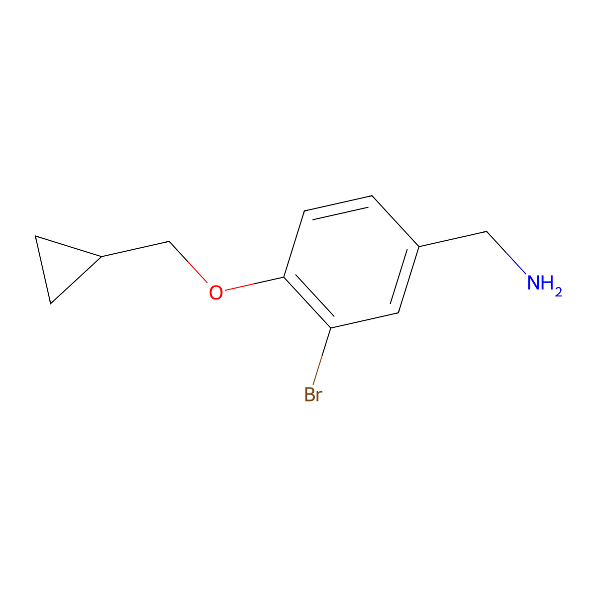 3-Bromo-4-cyclopropylmethoxy-benzylamine molecular structure, CAS 1341049-24-8