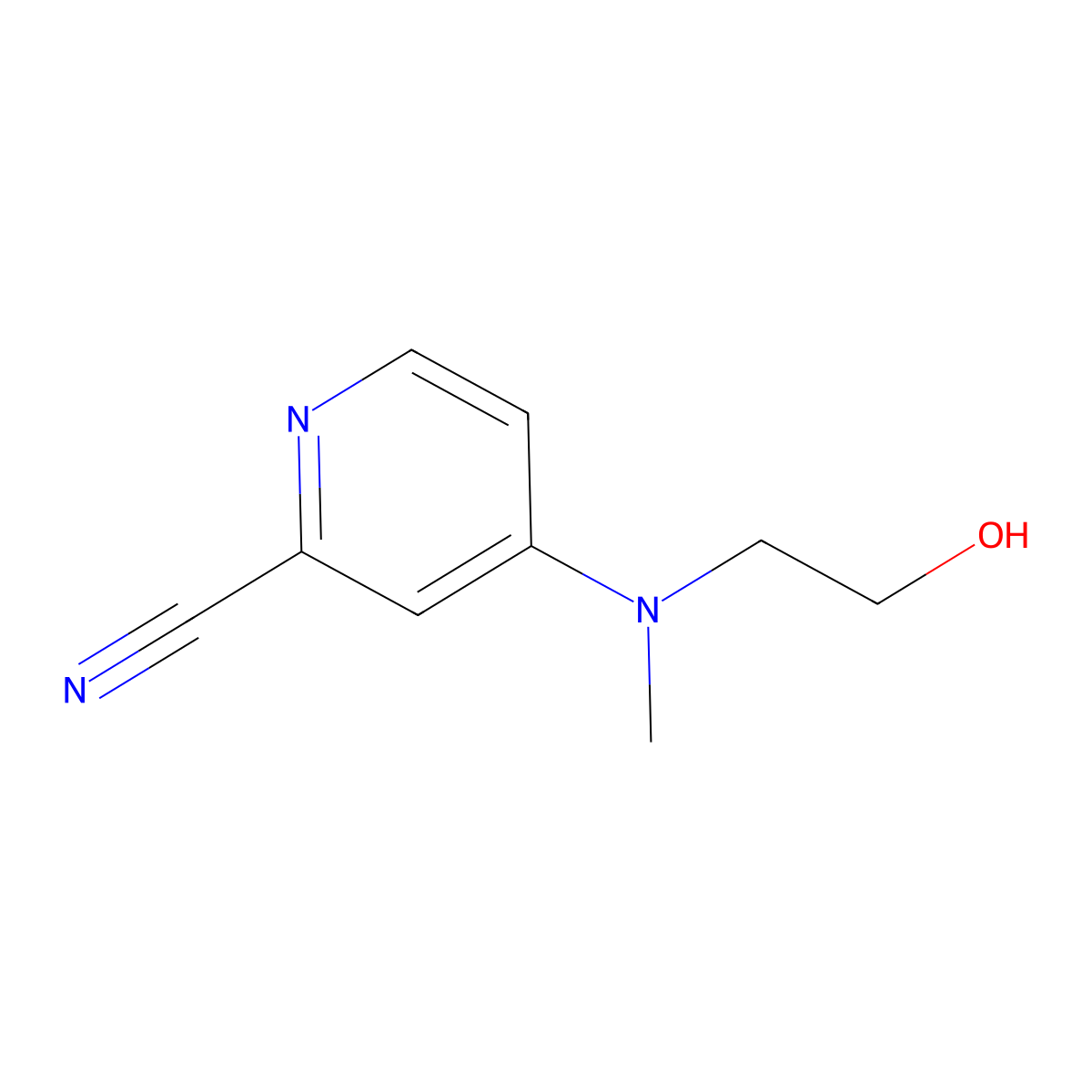 4-[(2-Hydroxyethyl)(methyl)amino]pyridine-2-carbonitrile molecular structure, CAS 1341051-97-5