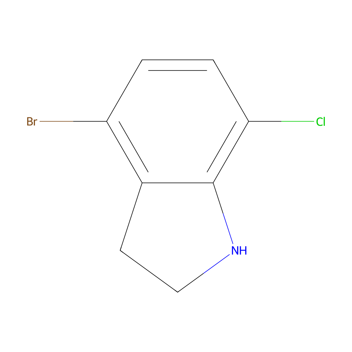 4-bromo-7-chloro-2,3-dihydro-1H-indole molecular structure, CAS 1341053-30-2