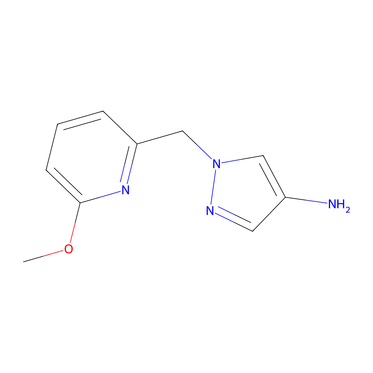 1-((6-Methoxypyridin-2-yl)methyl)-1h-pyrazol-4-amine molecular structure, CAS 1341054-70-3
