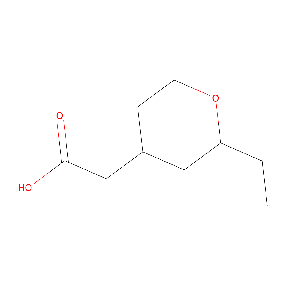 2-(2-Ethyloxan-4-yl)acetic acid molecular structure, CAS 1341054-75-8