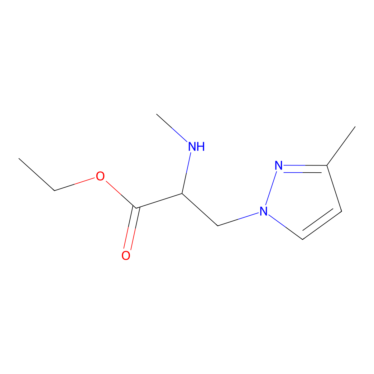 Ethyl 3-(3-methyl-1h-pyrazol-1-yl)-2-(methylamino)propanoate molecular structure, CAS 1341055-21-7