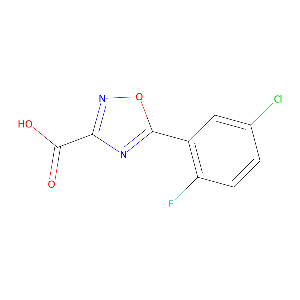 5-(5-Chloro-2-fluorophenyl)-1,2,4-oxadiazole-3-carboxylic acid molecular structure, CAS 1341055-45-5