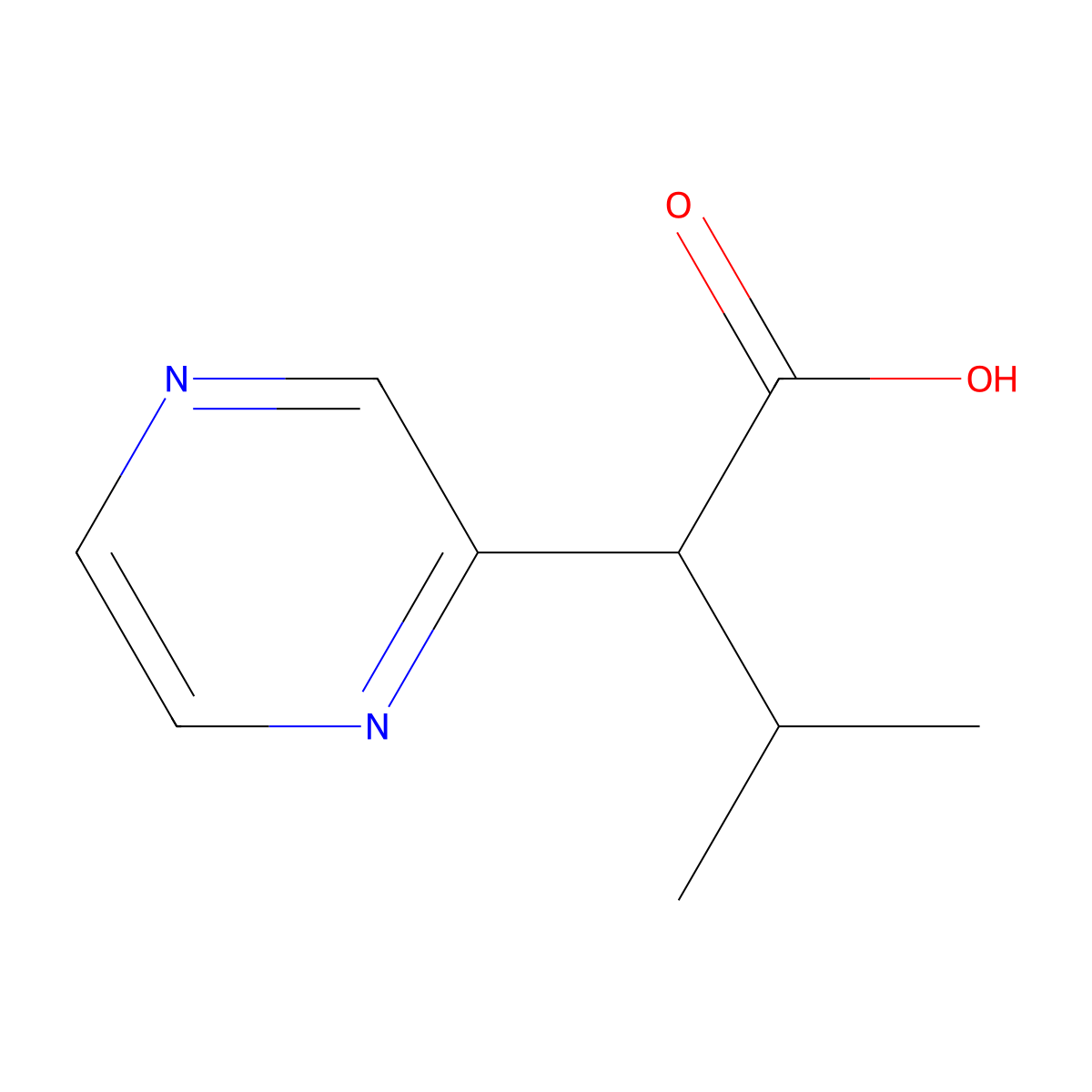 3-Methyl-2-(pyrazin-2-yl)butanoic acid molecular structure, CAS 1341058-50-1
