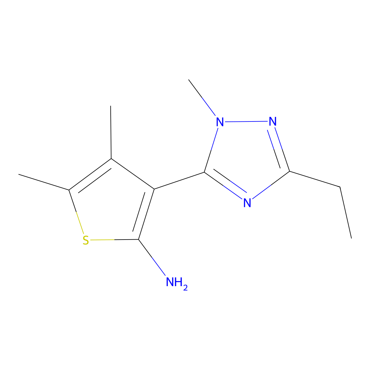 3-(3-Ethyl-1-methyl-1h-1,2,4-triazol-5-yl)-4,5-dimethylthiophen-2-amine molecular structure, CAS 1341061-46-8