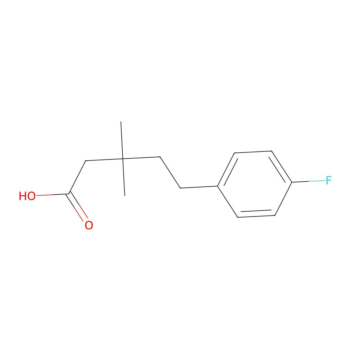 5-(4-Fluorophenyl)-3,3-dimethylpentanoic acid molecular structure, CAS 1341062-14-3