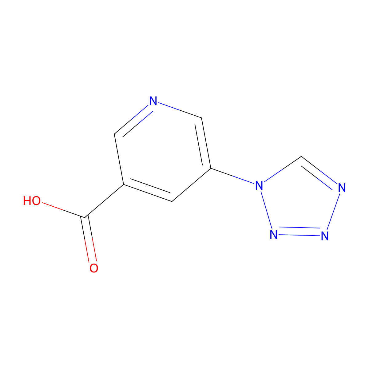 5-(1H-1,2,3,4-tetrazol-1-yl)pyridine-3-carboxylic acid molecular structure, CAS 1341062-94-9