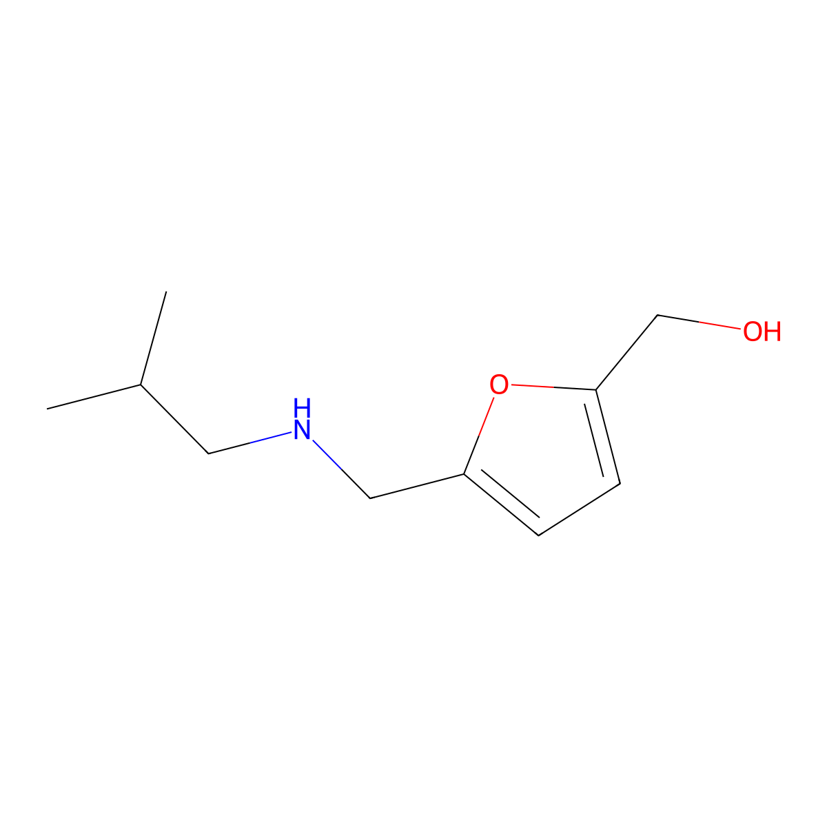 (5-{[(2-Methylpropyl)amino]methyl}furan-2-yl)methanol molecular structure, CAS 1341066-31-6