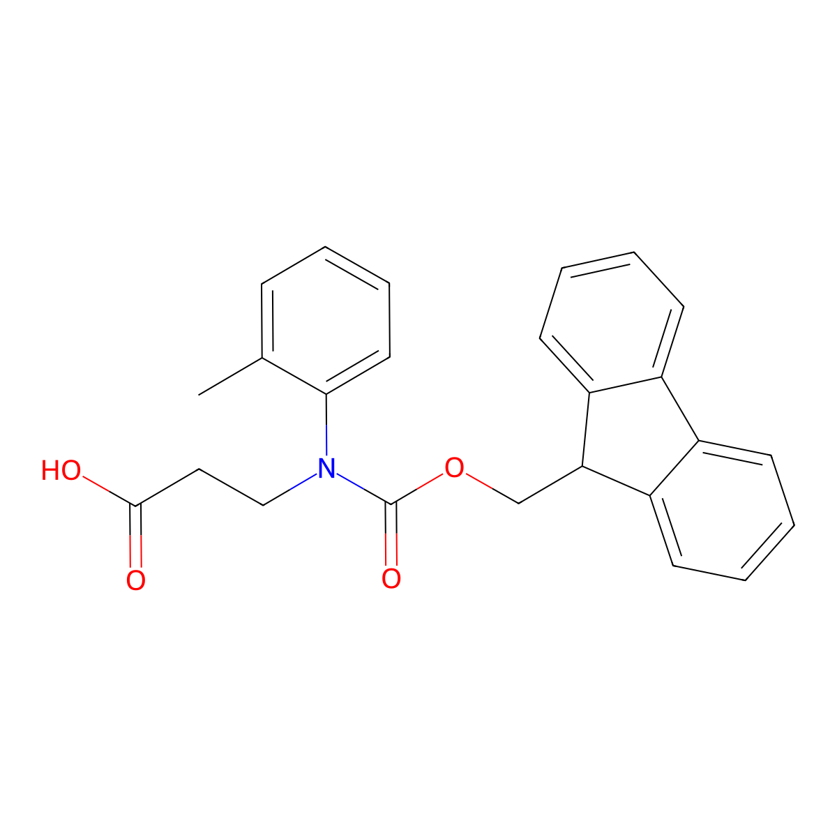 3-[N-(9H-fluoren-9-ylmethoxycarbonyl)-2-methylanilino]propanoic acid molecular structure, CAS 1341066-99-6