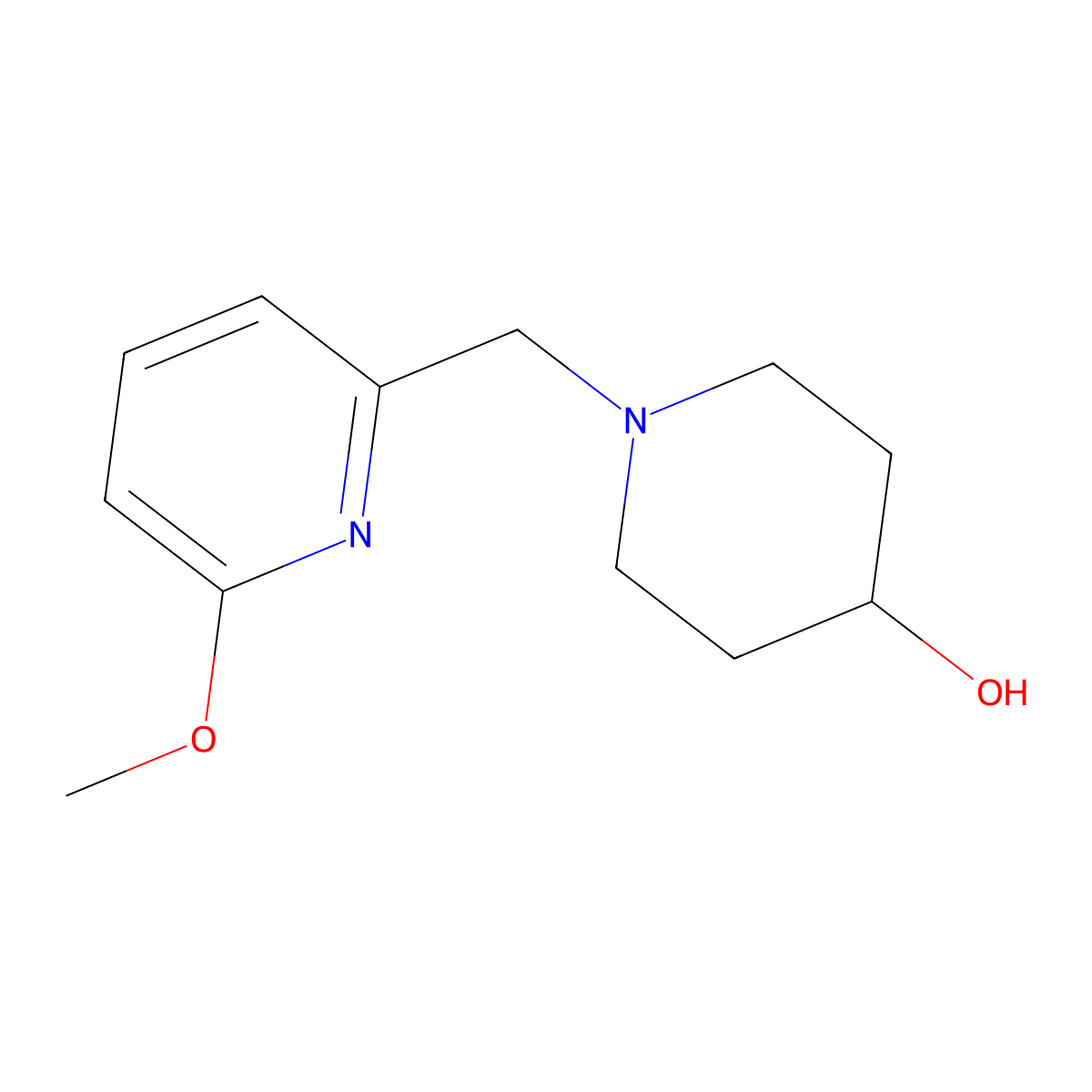 1-((6-Methoxypyridin-2-yl)methyl)piperidin-4-ol molecular structure, CAS 1341068-42-5