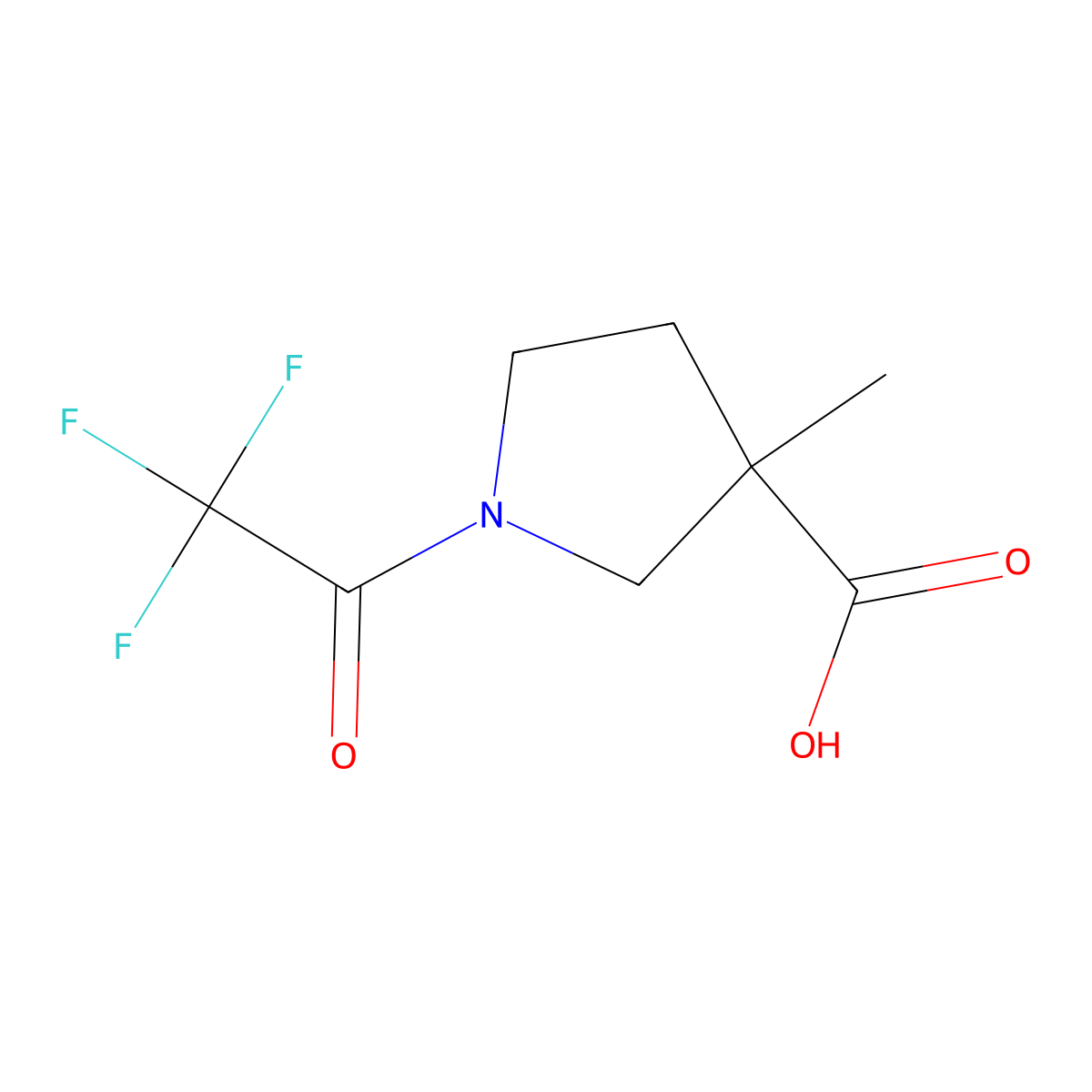 3-Methyl-1-(2,2,2-trifluoroacetyl)pyrrolidine-3-carboxylic acid molecular structure, CAS 1341068-64-1