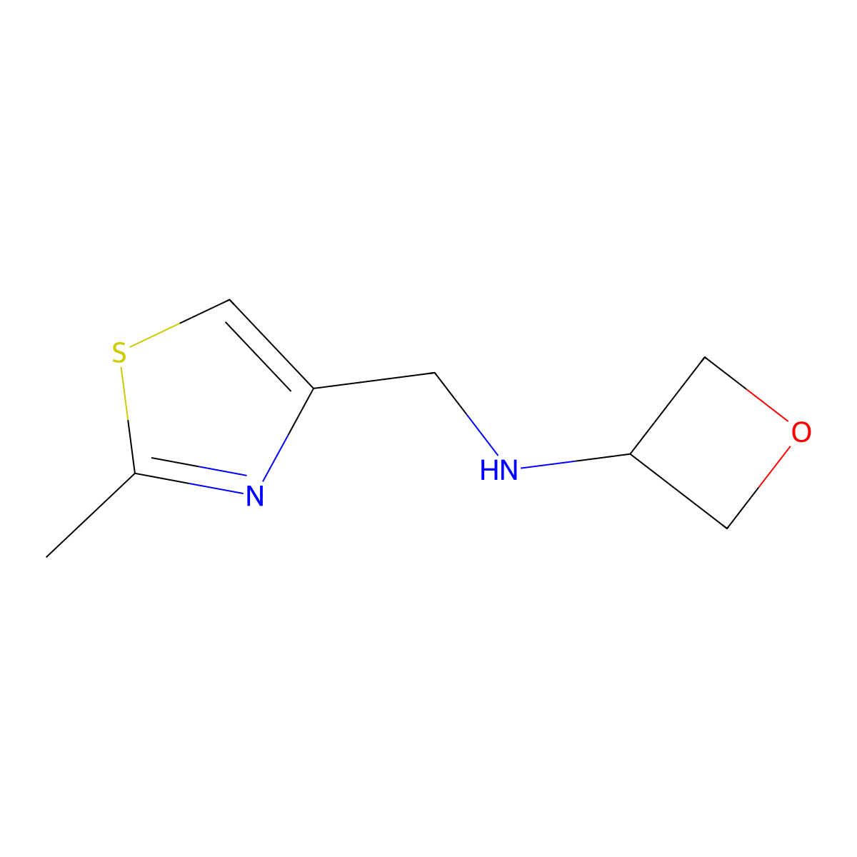 N-[(2-methyl-1,3-thiazol-4-yl)methyl]oxetan-3-amine molecular structure, CAS 1341068-68-5
