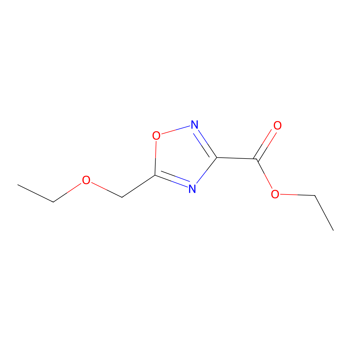 Ethyl 5-(ethoxymethyl)-1,2,4-oxadiazole-3-carboxylate molecular structure, CAS 1341068-81-2