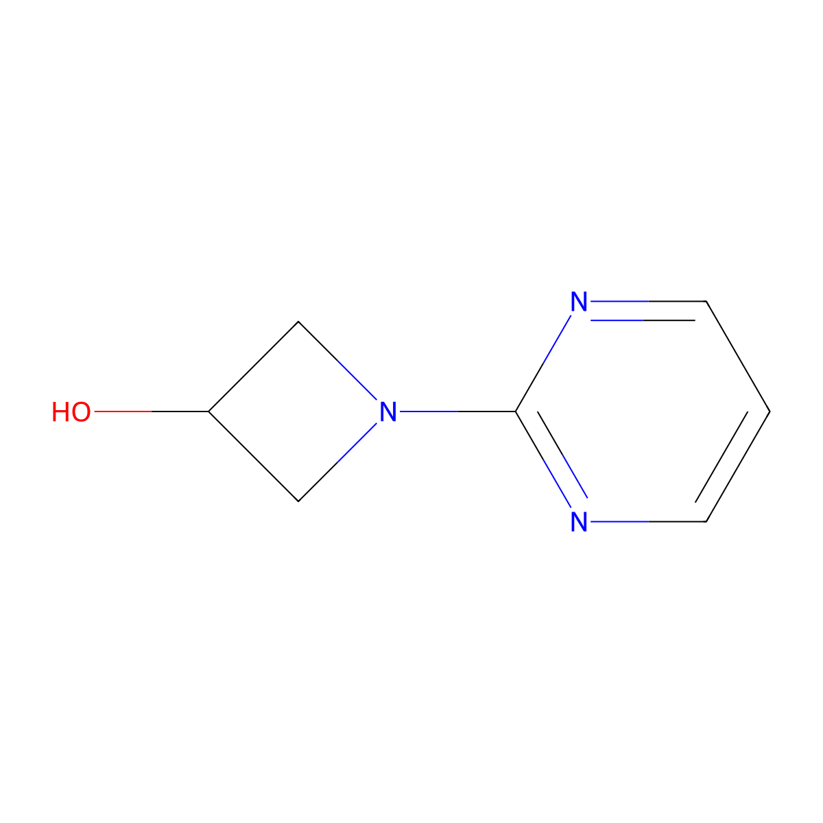 1-(Pyrimidin-2-yl)azetidin-3-ol molecular structure, CAS 1341070-48-1