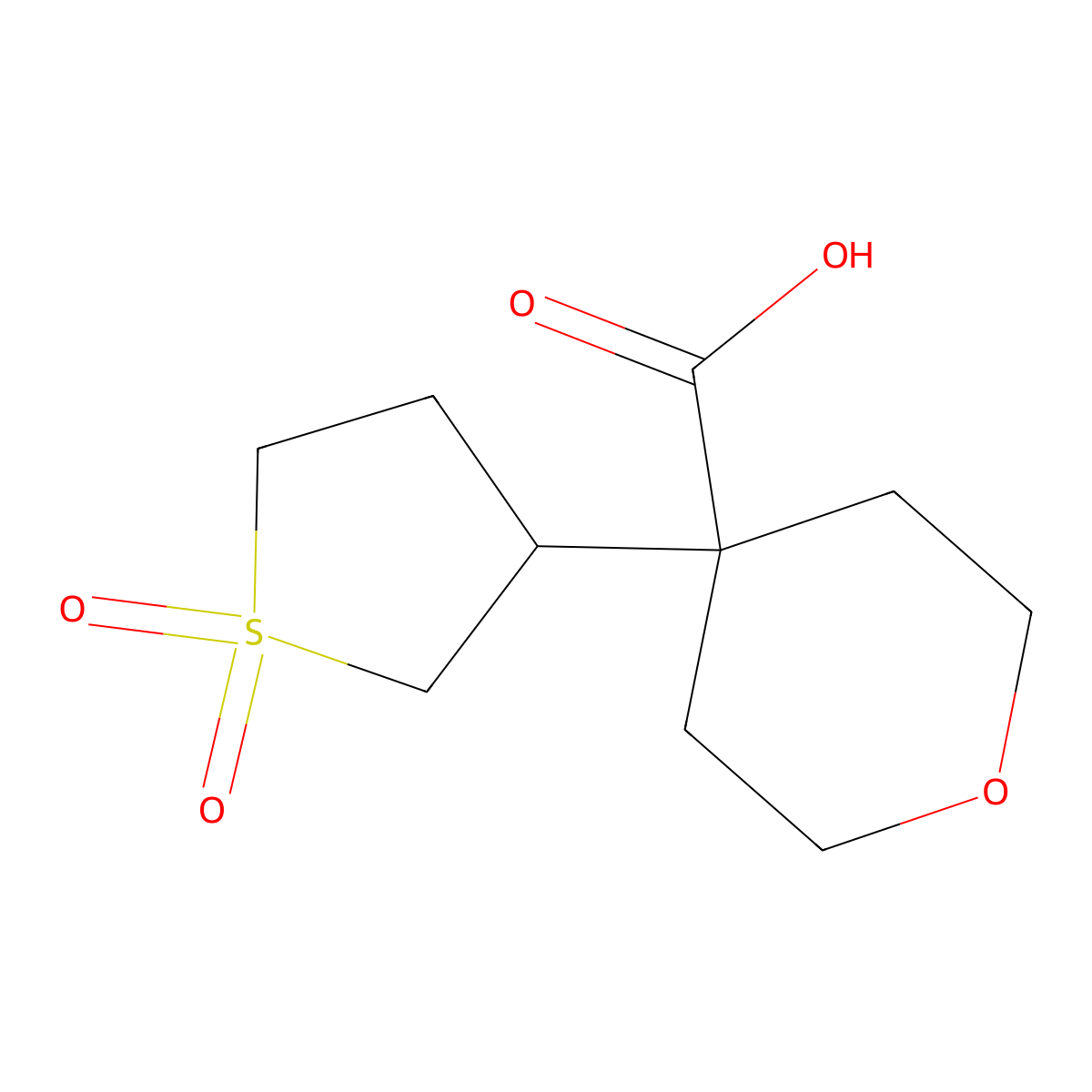 4-(1,1-Dioxo-1lambda6-thiolan-3-yl)oxane-4-carboxylic acid molecular structure, CAS 1341071-49-5
