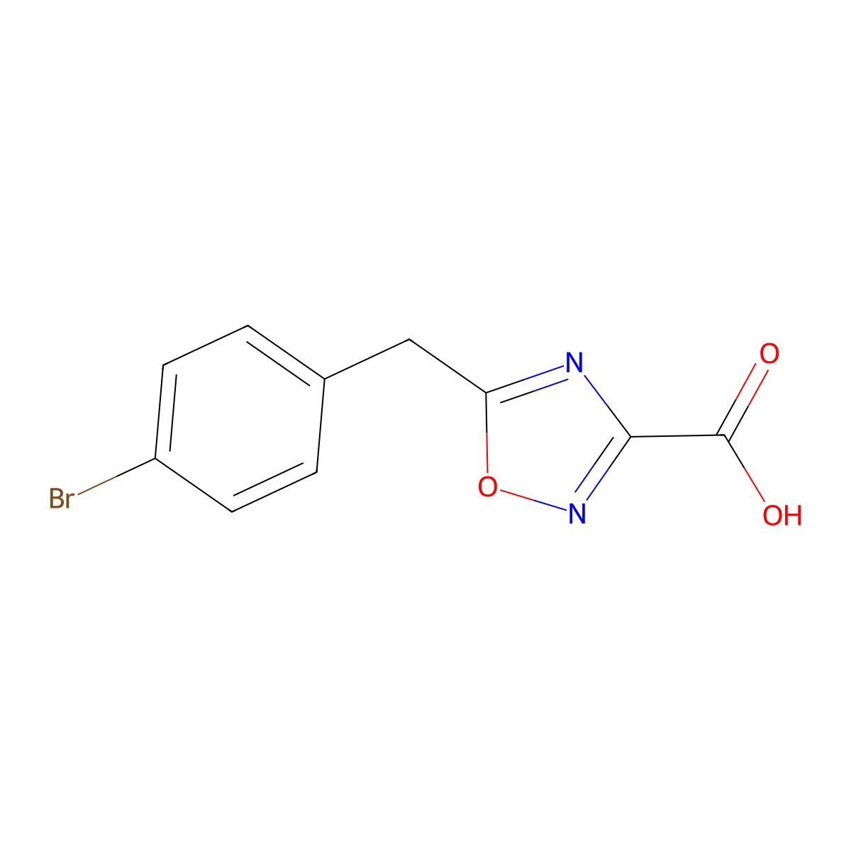 5-(4-Bromobenzyl)-1,2,4-oxadiazole-3-carboxylic acid molecular structure, CAS 1341071-69-9