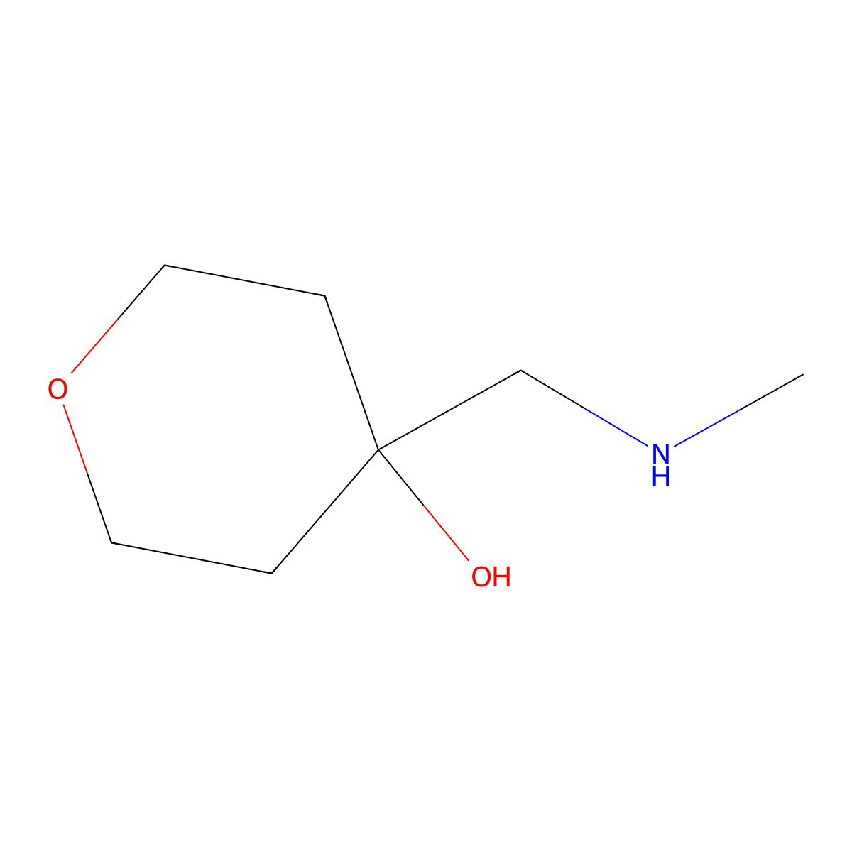4-((Methylamino)methyl)tetrahydro-2H-pyran-4-ol molecular structure, CAS 1341073-57-1