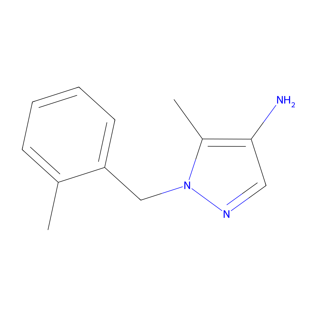 5-Methyl-1-(2-methylbenzyl)-1h-pyrazol-4-amine molecular structure, CAS 1341076-41-2