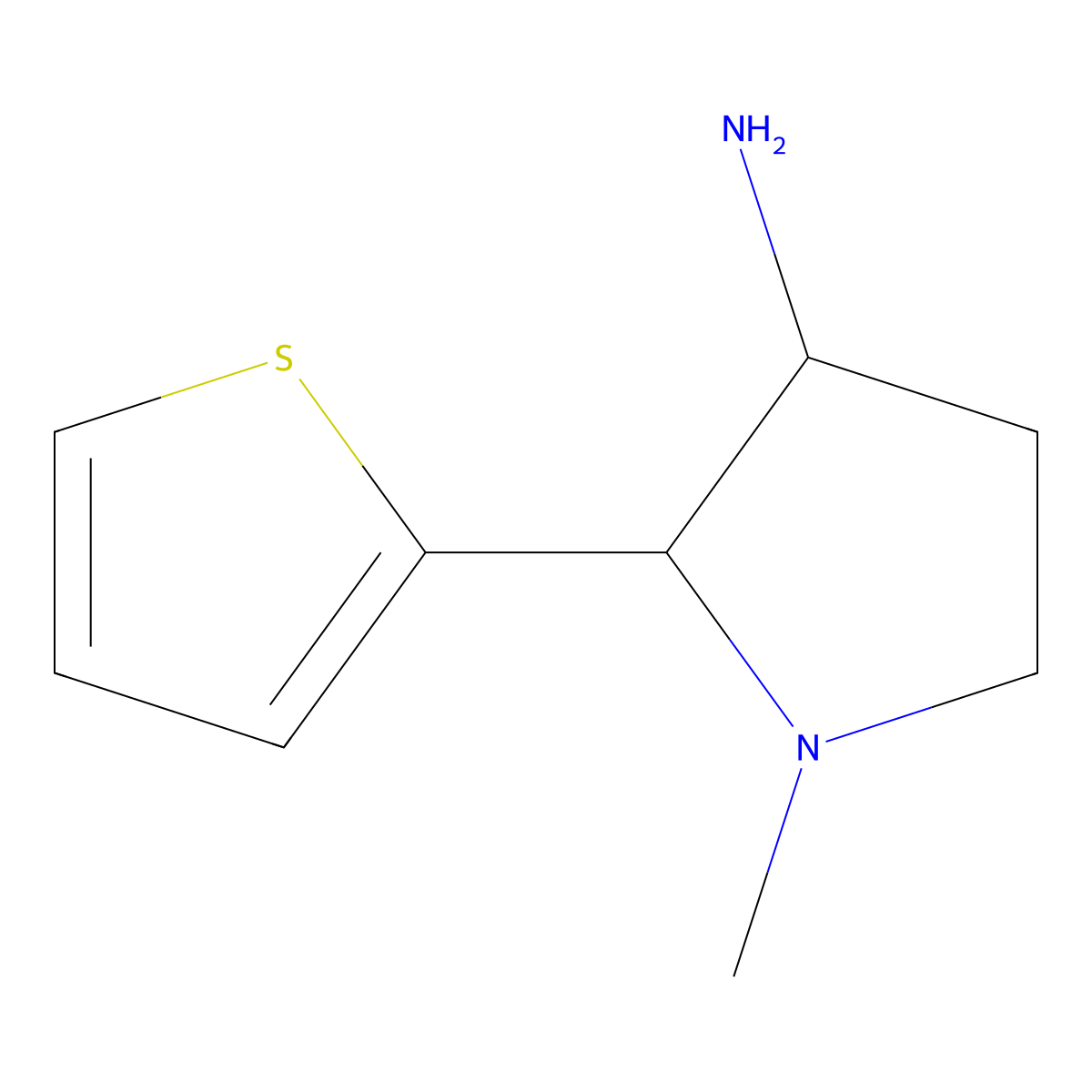 1-Methyl-2-(thiophen-2-yl)pyrrolidin-3-amine molecular structure, CAS 1341077-14-2