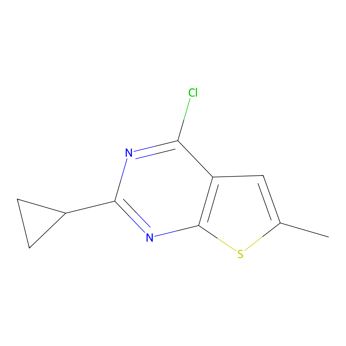 4-Chloro-2-cyclopropyl-6-methylthieno[2,3-d]pyrimidine molecular structure, CAS 1341078-55-4