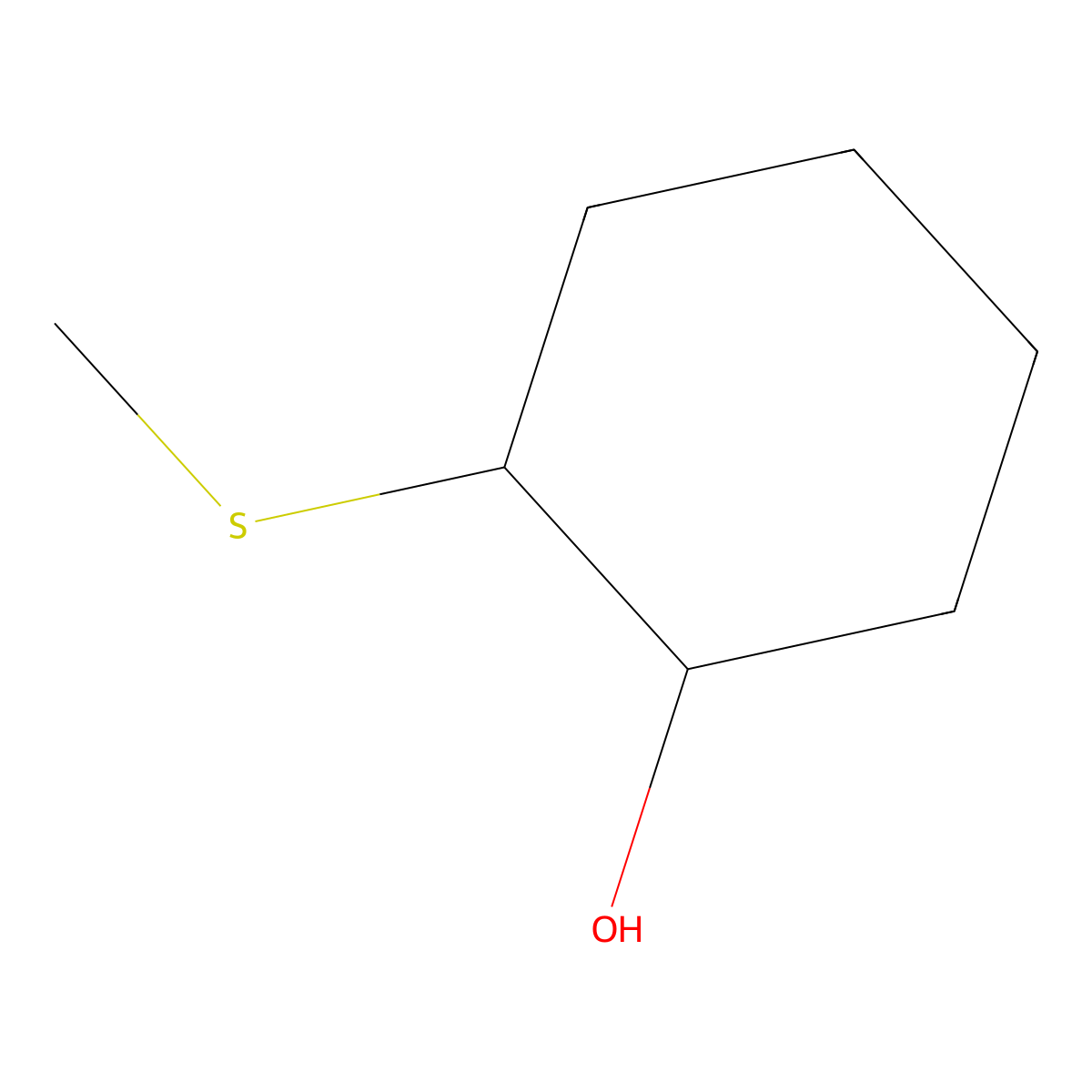 (1R,2R)-2-Methylthiocyclohexanol molecular structure, CAS 134108-72-8